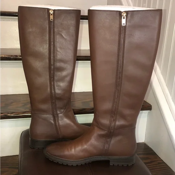 COACH Brown Leather Knee High Moto Riding Boots Sz 9.5 NWOB - Picture 4 of 10
